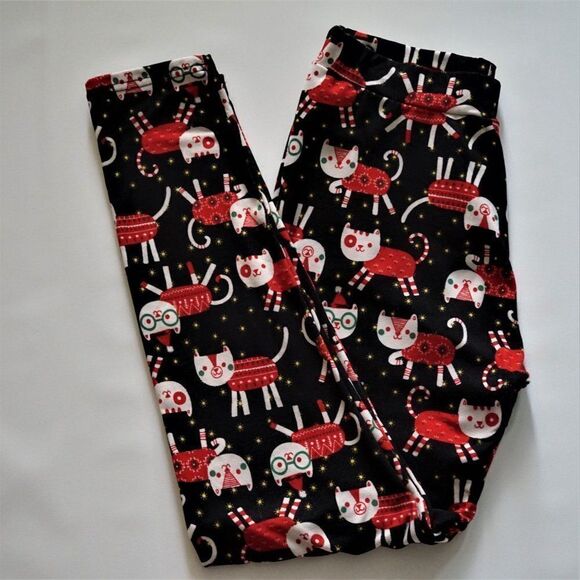 Yado Christmas Cats Youth Girls Leggings Sz L / XL Soft Holiday Lounge Pants - Picture 2 of 8